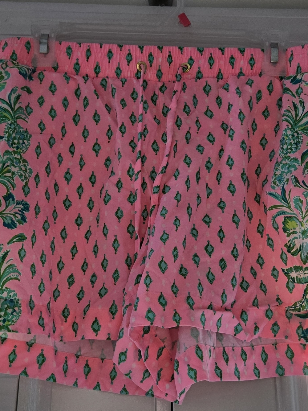 Lilly Pulitzer Bright Pink Shorts with Green Motif